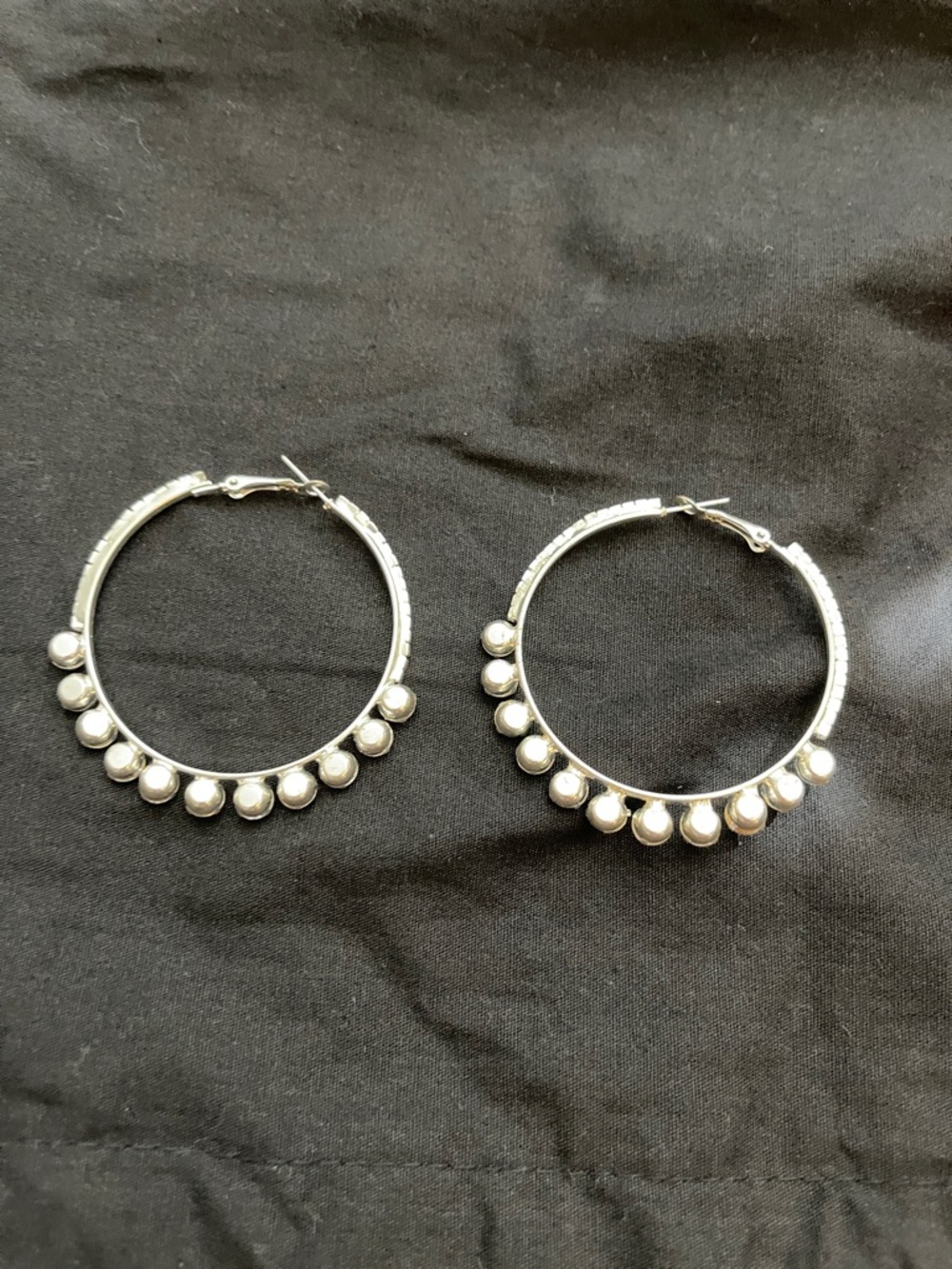 Crystal-Embellished Silver Hoop Earrings - Radiant Clear Stones - Picture 2 of 2